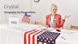  Presentation with political woman - Presentation design featuring beautiful-caucasian-woman-working background and a lemonade colored foreground