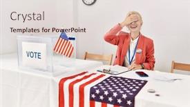  Presentation with political woman - Slides having beautiful-caucasian-woman-working background and a lemonade colored foreground