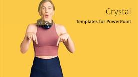  Presentation with advertisement - PPT layouts featuring beautiful-caucasian-young-woman-wearing background and a yellow colored foreground