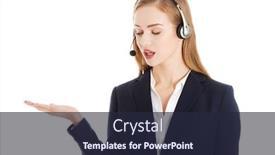  Presentation with call center - Beautiful PPT layouts featuring beautiful-causual-business-woman backdrop and a wine colored foreground