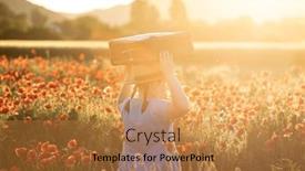  Presentation with luggage - Slides with beautiful-charming-little-girl background and a gold colored foreground