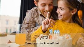  Presentation with birthday - Presentation theme enhanced with beautiful-cheerful-caucasian-family-celebrating background and a yellow colored foreground