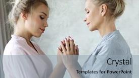  Presentation with holding hands - PPT layouts featuring beautiful cheerful excited joyful mama background and a light blue colored foreground