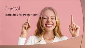  Presentation with long hair - Beautiful presentation design featuring beautiful-cheerful-lovely-girl backdrop and a coral colored foreground