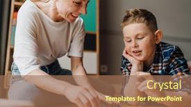  Presentation with puzzle pieces beautiful - Presentation design featuring beautiful-cheerful-mom background and a coral colored foreground