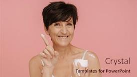  Presentation with woman body - PPT layouts having beautiful-cheerful-senior-woman background and a  colored foreground