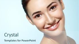  Presentation with teen girl - Audience pleasing PPT theme consisting of beautiful cheerful teen girl beauty backdrop and a sky blue colored foreground