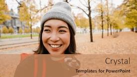  Presentation with hot tea - Slides consisting of beautiful-cheerful-young-asian-woman background and a coral colored foreground