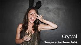 Presentation with fancy dress - Beautiful presentation theme featuring beautiful-cheerful-young-girl-wearing backdrop and a dark gray colored foreground