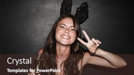  Presentation with fancy dress - Presentation theme featuring beautiful-cheerful-young-girl-wearing background and a tawny brown colored foreground