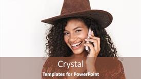  Presentation with cowboy hat - PPT theme enhanced with beautiful-cheerful-young-woman-wearing background and a tawny brown colored foreground