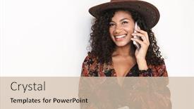  Presentation with cowboy hat - Amazing slides having beautiful-cheerful-young-woman-wearing backdrop and a soft green colored foreground