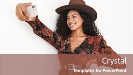  Presentation with cowboy hat - Theme consisting of beautiful-cheerful-young-woman-wearing background and a tawny brown colored foreground