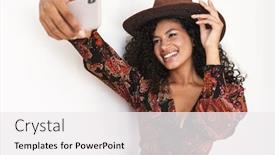  Presentation with cowboy hat - Cool new presentation theme with beautiful-cheerful-young-woman-wearing backdrop and a sky blue colored foreground