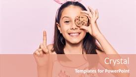  Presentation with cookie - Presentation design enhanced with beautiful-child-girl-holding-cookie background and a coral colored foreground