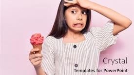  Presentation with angry child - Beautiful PPT theme featuring beautiful-child-girl-holding-ice backdrop and a lemonade colored foreground