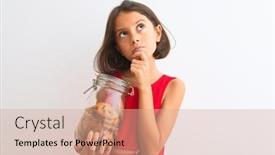  Presentation with cookies - Audience pleasing presentation design consisting of beautiful-child-girl-holding-jar backdrop and a coral colored foreground