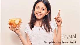  Presentation with chip - Presentation theme with beautiful-child-girl-holding-potato background and a lemonade colored foreground