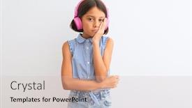  Presentation with depression child - Amazing theme having beautiful-child-girl-listening backdrop and a soft green colored foreground