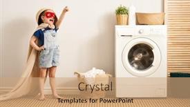  Presentation with laundry - PPT layouts with beautiful-child-girl-little-helper background and a coral colored foreground