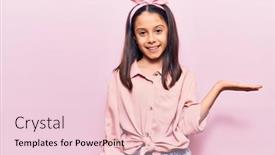  Presentation with hand palm - Beautiful PPT layouts featuring beautiful-child-girl-wearing-casual backdrop and a lemonade colored foreground