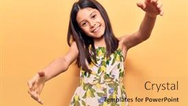  Presentation with hug - Theme enhanced with beautiful-child-girl-wearing-casual background and a yellow colored foreground