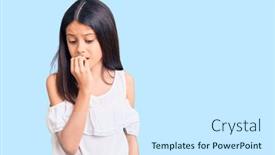  Presentation with child anxiety - PPT theme with beautiful-child-girl-wearing-casual background and a cool aqua colored foreground