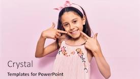  Presentation with dental child - Presentation design featuring beautiful-child-girl-wearing-casual background and a  colored foreground