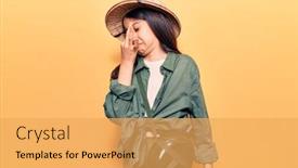  Presentation with explorer - Audience pleasing presentation theme consisting of beautiful-child-girl-wearing-explorer backdrop and a yellow colored foreground