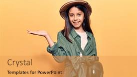  Presentation with explorer - Theme with beautiful-child-girl-wearing-explorer background and a yellow colored foreground