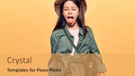  Presentation with explorer - Colorful PPT layouts enhanced with beautiful-child-girl-wearing-explorer backdrop and a yellow colored foreground