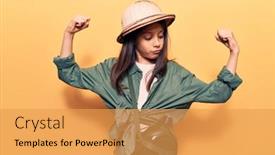  Presentation with explorer - Colorful presentation design enhanced with beautiful-child-girl-wearing-explorer backdrop and a yellow colored foreground