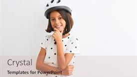  Presentation with camera security - Audience pleasing PPT layouts consisting of beautiful-child-girl-wearing-security backdrop and a coral colored foreground