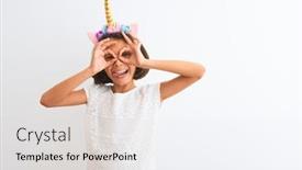  Presentation with unicorn girl - Cool new PPT layouts with beautiful-child-girl-wearing-unicorn backdrop and a lemonade colored foreground