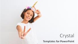 Presentation with unicorn girl - Slides enhanced with beautiful-child-girl-wearing-unicorn background and a sky blue colored foreground