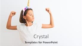  Presentation with unicorn girl - Slide deck having beautiful-child-girl-wearing-unicorn background and a sky blue colored foreground