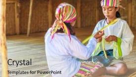  Presentation with philippine traditional - Colorful PPT theme enhanced with beautiful child girls in traditional backdrop and a mint green colored foreground