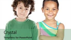  Presentation with children from different cultures - Presentation having beautiful children of different race background and a ocean colored foreground