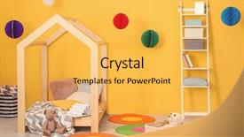  Presentation with children - Presentation theme with beautiful children's room interior background and a yellow colored foreground