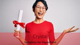  Presentation with holding hands - PPT theme having beautiful-chinese-student-woman-wearing background and a red colored foreground