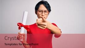  Presentation with diploma - Cool new presentation theme with beautiful-chinese-student-woman-wearing backdrop and a red colored foreground