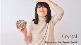  Presentation with sunflowers - Presentation design featuring beautiful chinese woman holding bowl with sunflowers seeds over isolated white background stressed with hand on head shocked with shame and surprise face angry and frustrated fear and upset background and a lemonade colored foreground