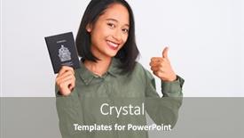  Presentation with canada - Audience pleasing PPT theme consisting of beautiful-chinese-woman-holding-canada backdrop and a gray colored foreground