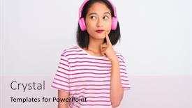  Presentation with listening woman - PPT theme consisting of beautiful-chinese-woman-listening background and a lemonade colored foreground