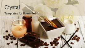  Presentation with table setting - Beautiful slide set featuring beautiful chocolate spa setting backdrop and a soft green colored foreground