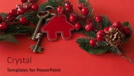  Presentation with lock key - Theme enhanced with beautiful-christmas-background-decorative-house background and a red colored foreground