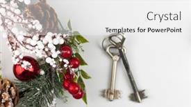  Presentation with lock key - PPT theme consisting of beautiful-christmas-background-decorative-house background and a white colored foreground