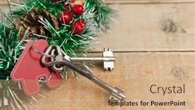  Presentation with lock key - Presentation theme with beautiful-christmas-background-decorative-house background and a coral colored foreground