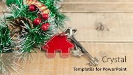  Presentation with lock key - Presentation design consisting of beautiful-christmas-background-decorative-house background and a lemonade colored foreground
