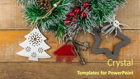  Presentation with lock key - Presentation having beautiful-christmas-background-decorative-house background and a tawny brown colored foreground